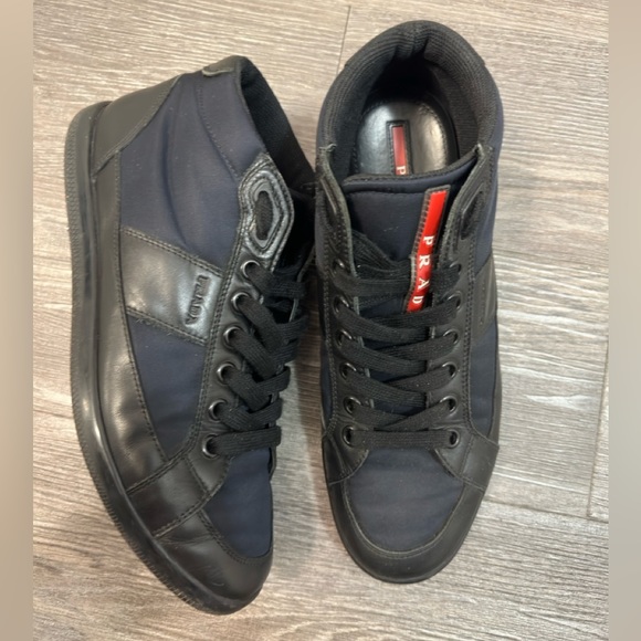 PRADA high top sneakers 7 1/2 Blue - Picture 2 of 7
